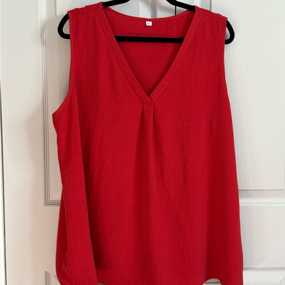 Chic V-Neck Red Tank Top